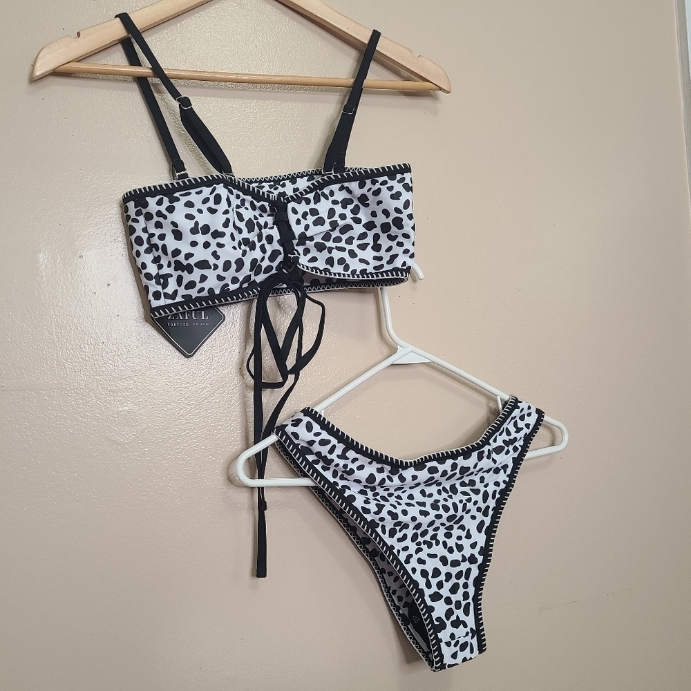 NWT Zaful Dalmation Print Two Piece Swimsuit - Picture 6 of 10